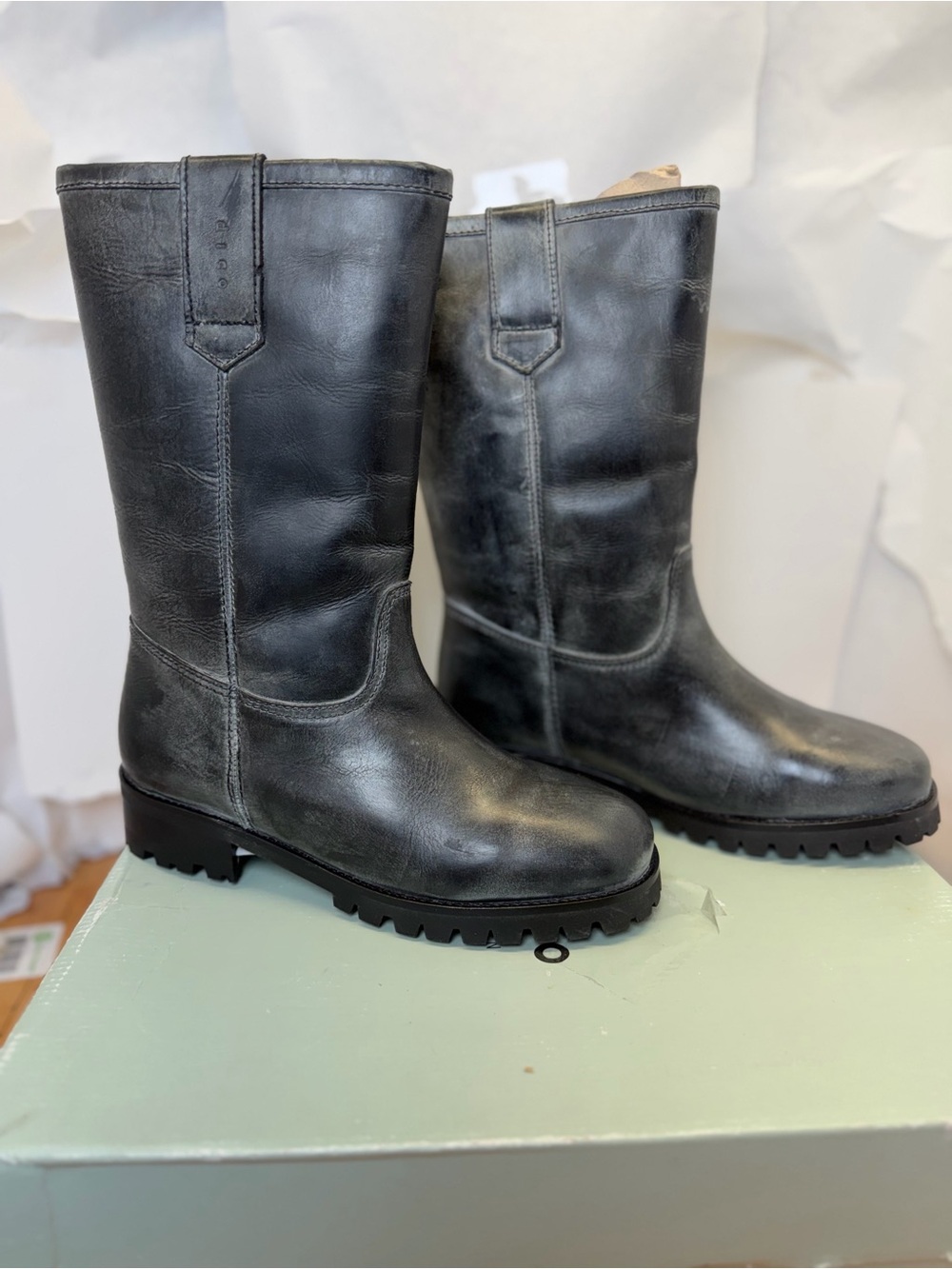 Dico Copenhagen Kimmi Boot in Black leather mid calf combat western